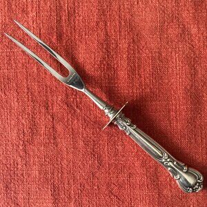 Gorham Chantilly, 8 7/8" Carving Fork, Sterling Handle/Stainless Fork, W/ Guard